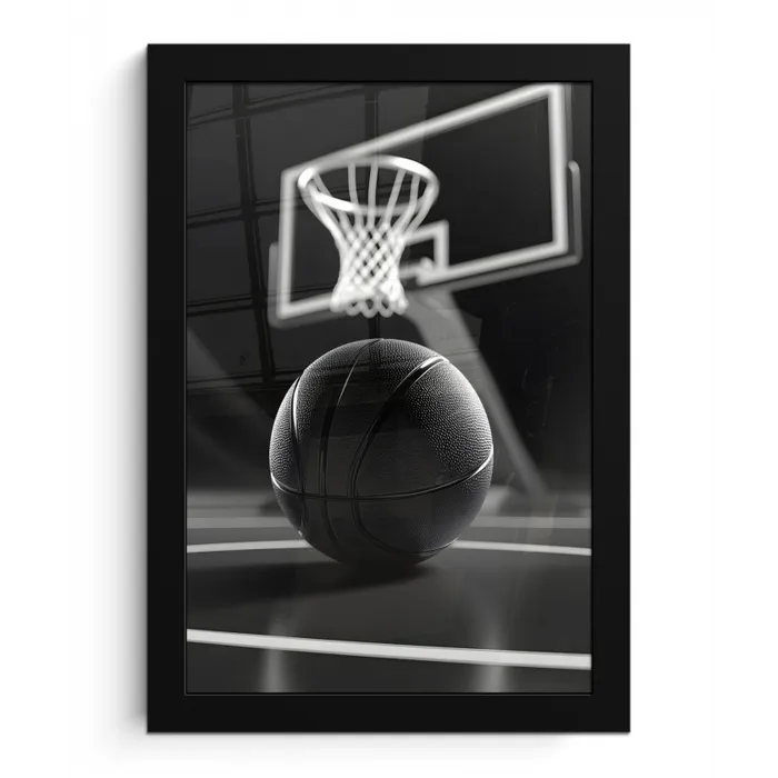 Basketbal - Basketbalveld - Lichtlijnen fotolijst zwart zonder passe partout klein -3d