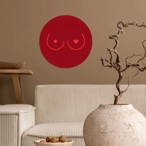 Minimalistisch - Lijnillustratie - Rood Wandcirkel behangsticker klein -sfeer1