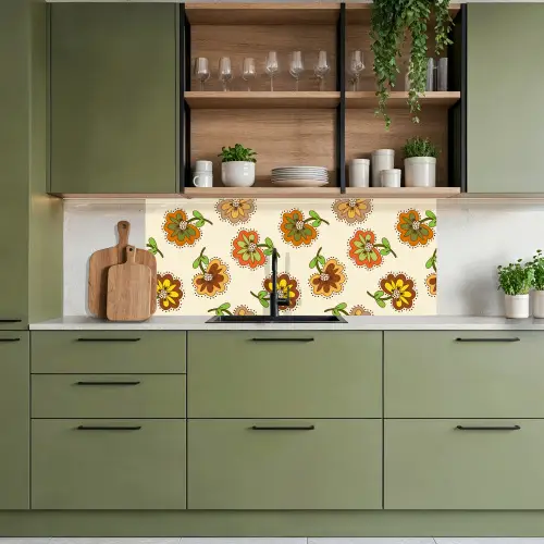 Design - Bloemen - Retro - Vintage keuken achterwand 2 middel 871 -sfeer3