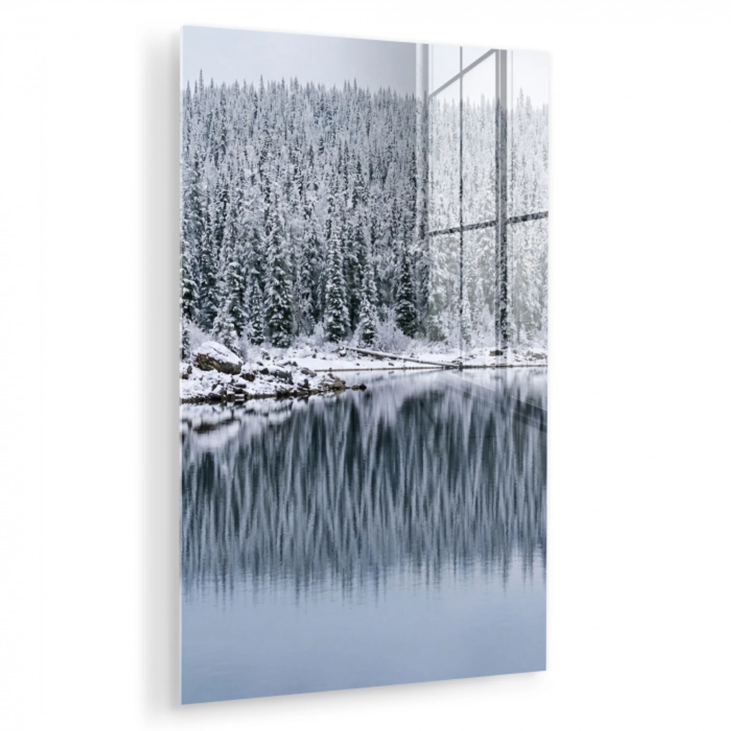 Bos - Reflectie - Meer - Winter - Serene plexiglas 5mm klein -zzzproduct_nieuw