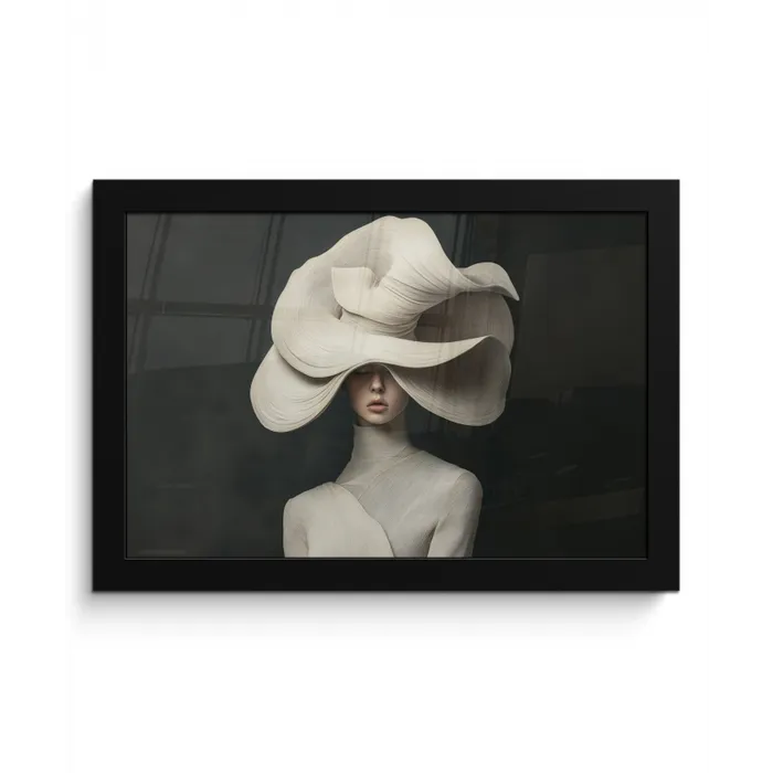 Modern - Vrouw - Hoed fotolijst zwart zonder passe partout klein -3d