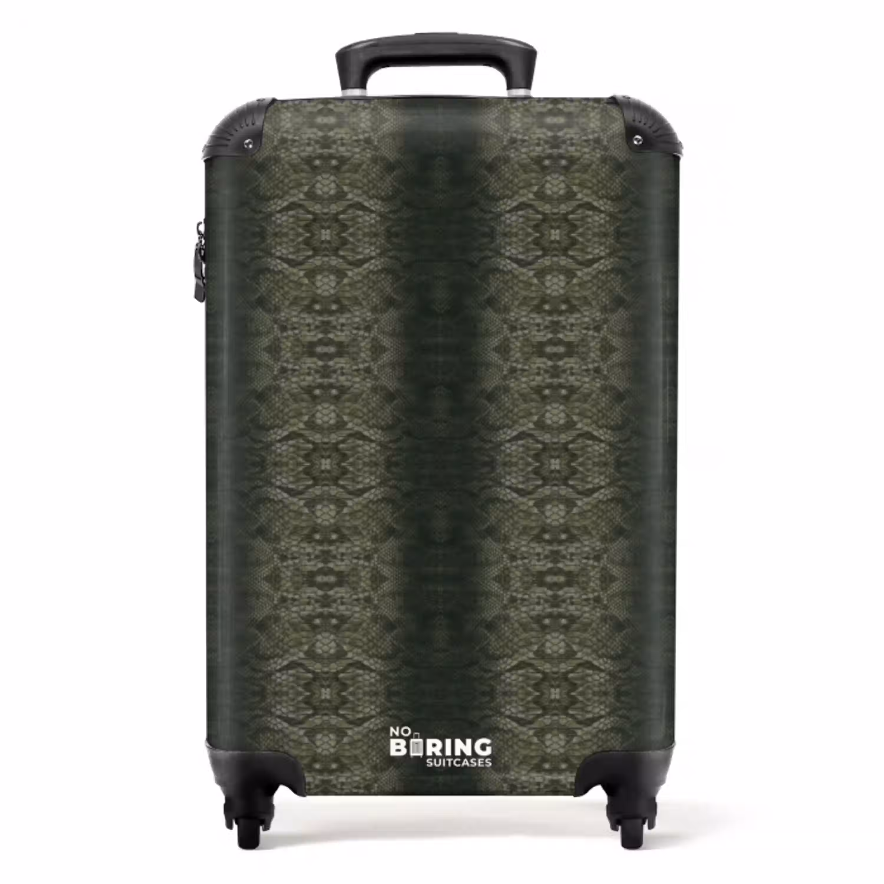 Grijs groene slangenhuid met symmetrische schubstructuur NBS - Handbagage koffer - Volwassenen Unisex middel -productfoto_recht