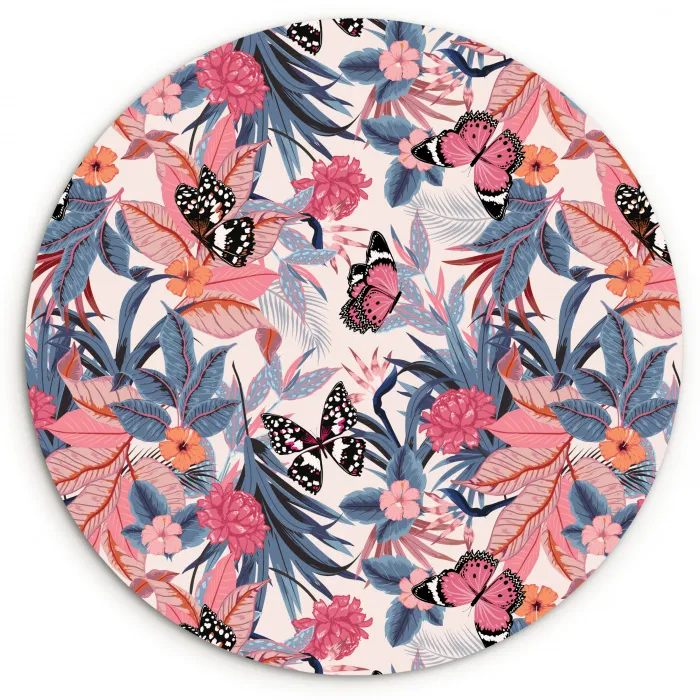 Tropisch - Zomer - Vlinder - Perzik Wandcirkel plexiglas klein 852 -3d