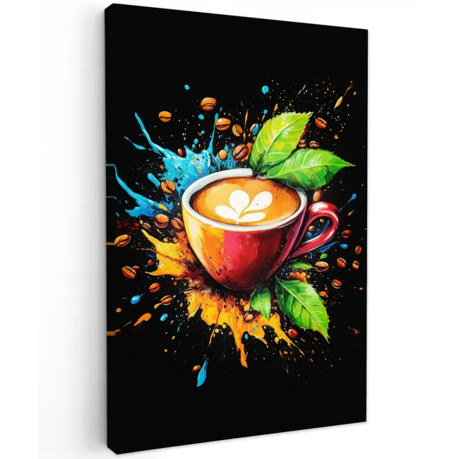 Koffie - Graffiti - Drinken - Abstract Tuinposter op houten frame 2 cm dik klein -3d
