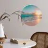 Zonsondergang - Strand - Zee - Zomer - Blauw Wandcirkel behangsticker klein -sfeer3
