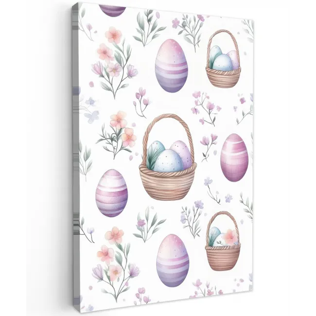 Bloemen - Paaseieren - Patroon Tuinposter op houten frame 2 cm dik klein -3d