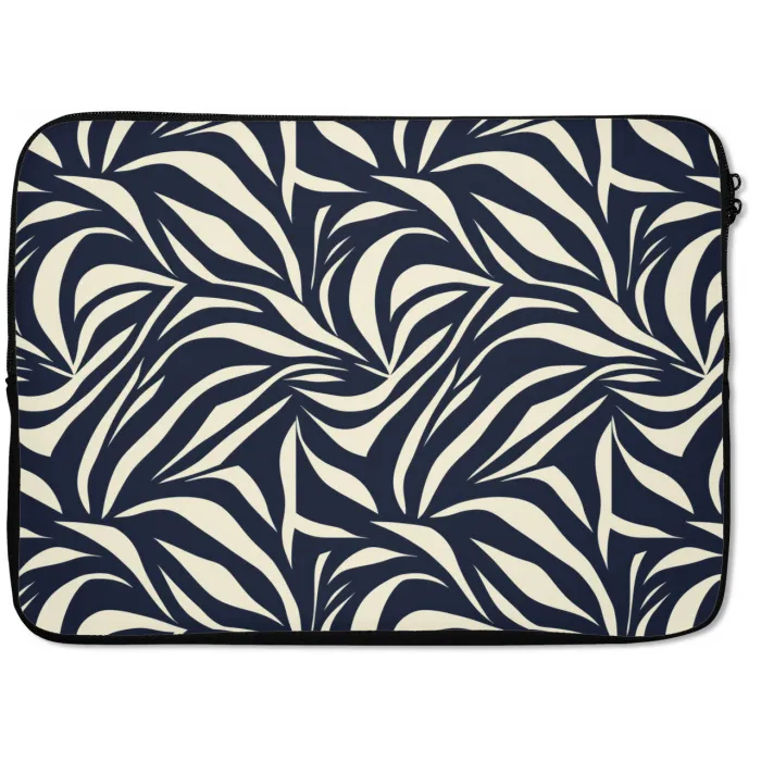 Bladvormen - Blauw - Patroon - Wit laptophoes neopreen klein 279 -zkaufland3dotto
