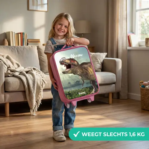 Thijs Tyrannosaurus Kinderkoffer - Roze klein -sfeer2_NL