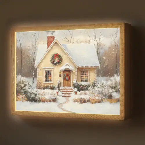 Kerst - Huis - Winter - Sneeuw Light Box met batterij (Wandlamp) middel -z3d_website