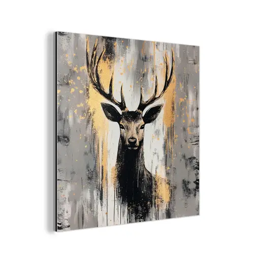 Abstract - Hert - Gewei - Goud aluminium wit klein -3d
