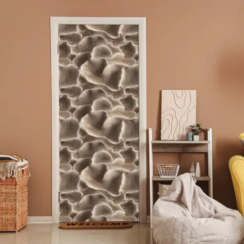 Waaiervorm - Beige - Vezel textuur deurposter klein 289 -sfeer1