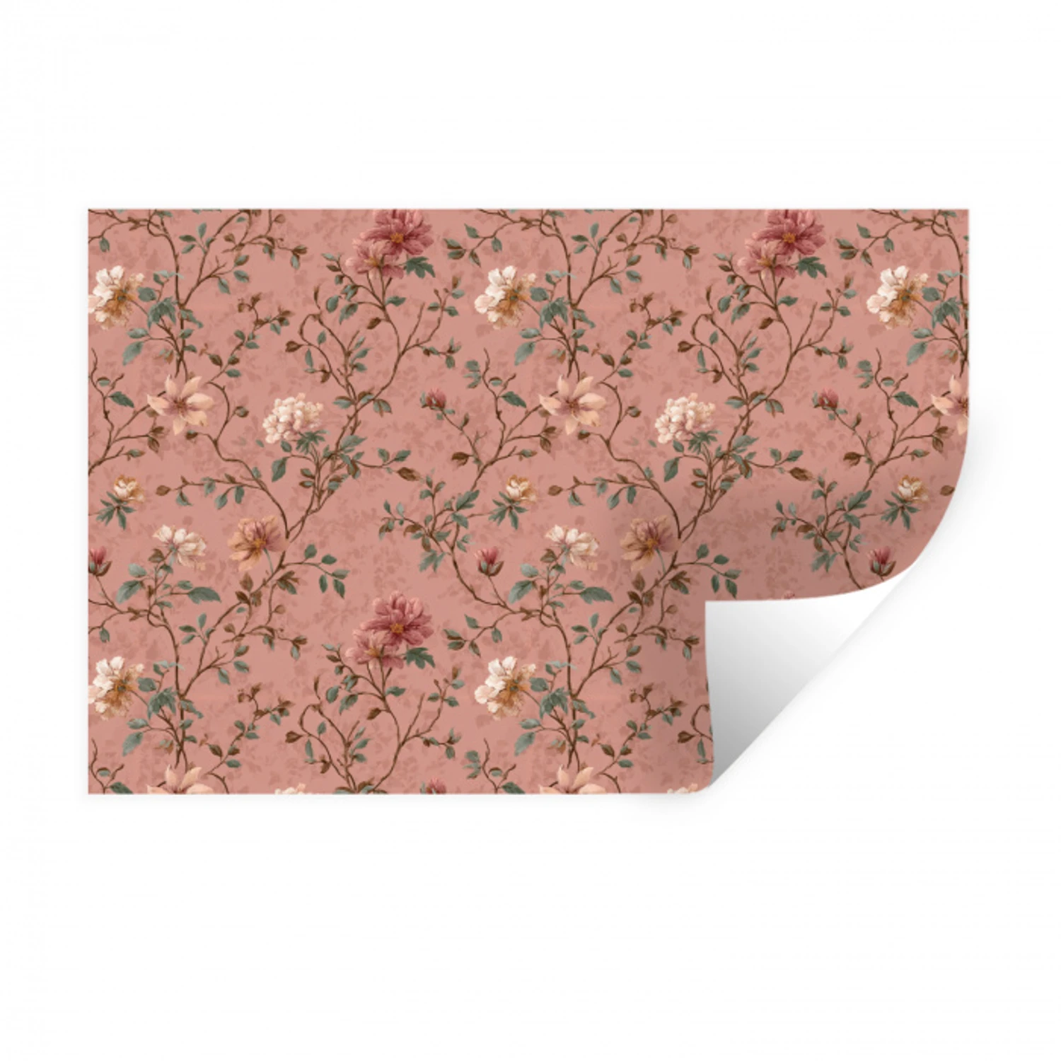 Botanisch - Bloemen - Roze Muursticker klein 286 -3d