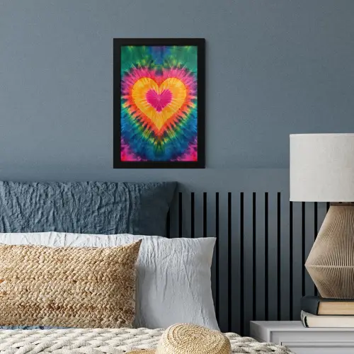 Hart - Tie Dye - Kleurrijk fotolijst zwart zonder passe partout klein -sfeer3