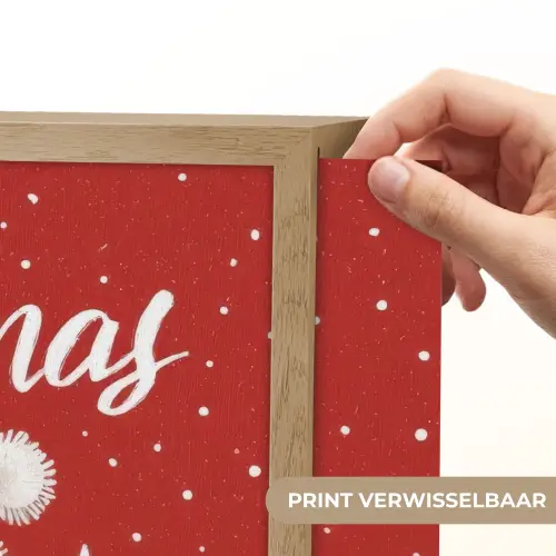 Kerstgroet - Sneeuw - Rood Light Box met batterij (Wandlamp) middel -USP_websiteprintNL
