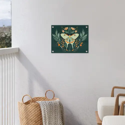 Sierlijk - Vlinder - Groen - Bladeren tuinposter los doek klein -sfeer8