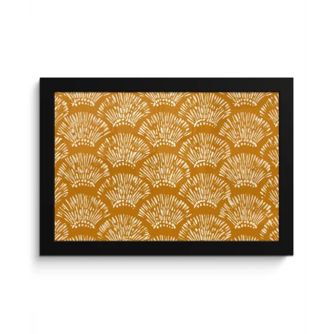 Waaierachtige motieven - Geel - Vintage fotolijst zwart zonder passe partout klein -3d