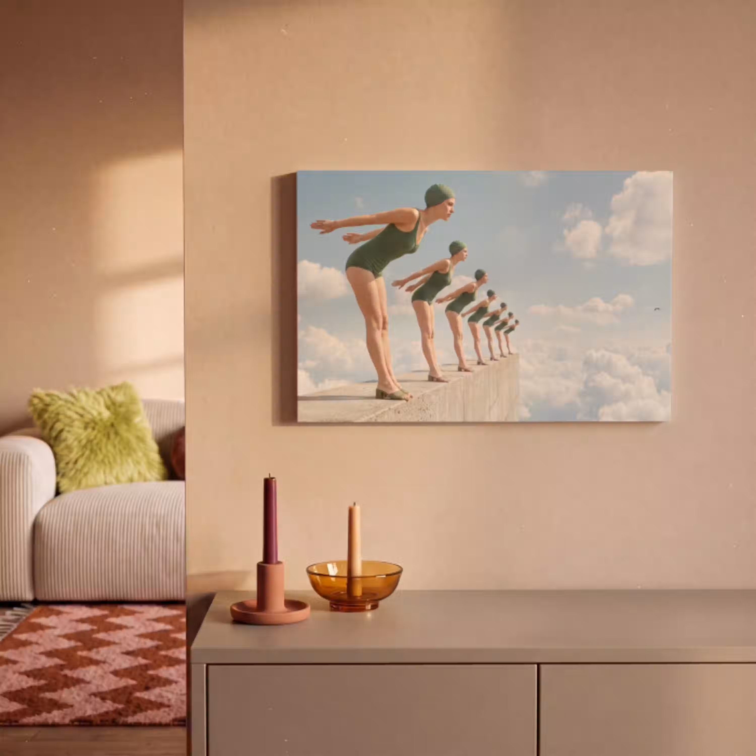 Vrouwen - Duikhouding - Wolken canvas 2cm klein -sfeer1