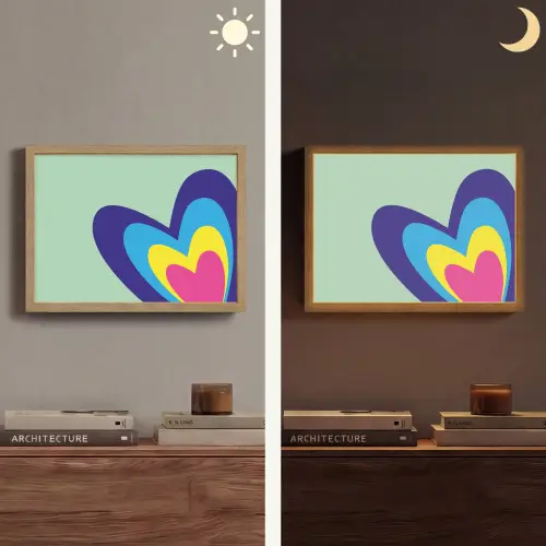 Hartjes - Kleurrijk - Valentijn Light Box met batterij (Wandlamp) middel -sfeer3