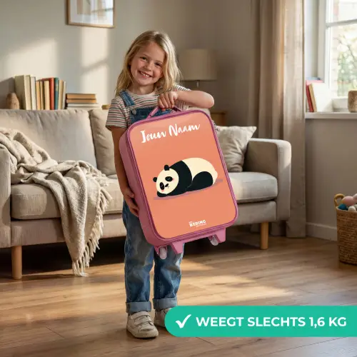 Panda - Slapen - Oranje Kinderkoffer - Roze klein -sfeer2_NL