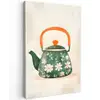 Theepot - Groen - Bloemen - Oranje canvas 2cm klein -z3d