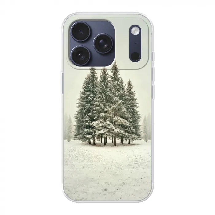 Bomen - Sneeuw - Wit Telefoonhoesje iPhone 17 Pro klein -3d