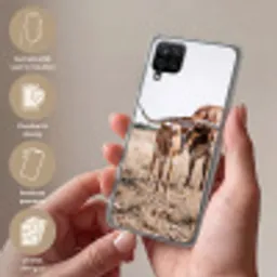 Texas Longhorn - Kalf - Weide - Dieren Telefoonhoesje Samsung Galaxy A12 klein -sfeer3_NL