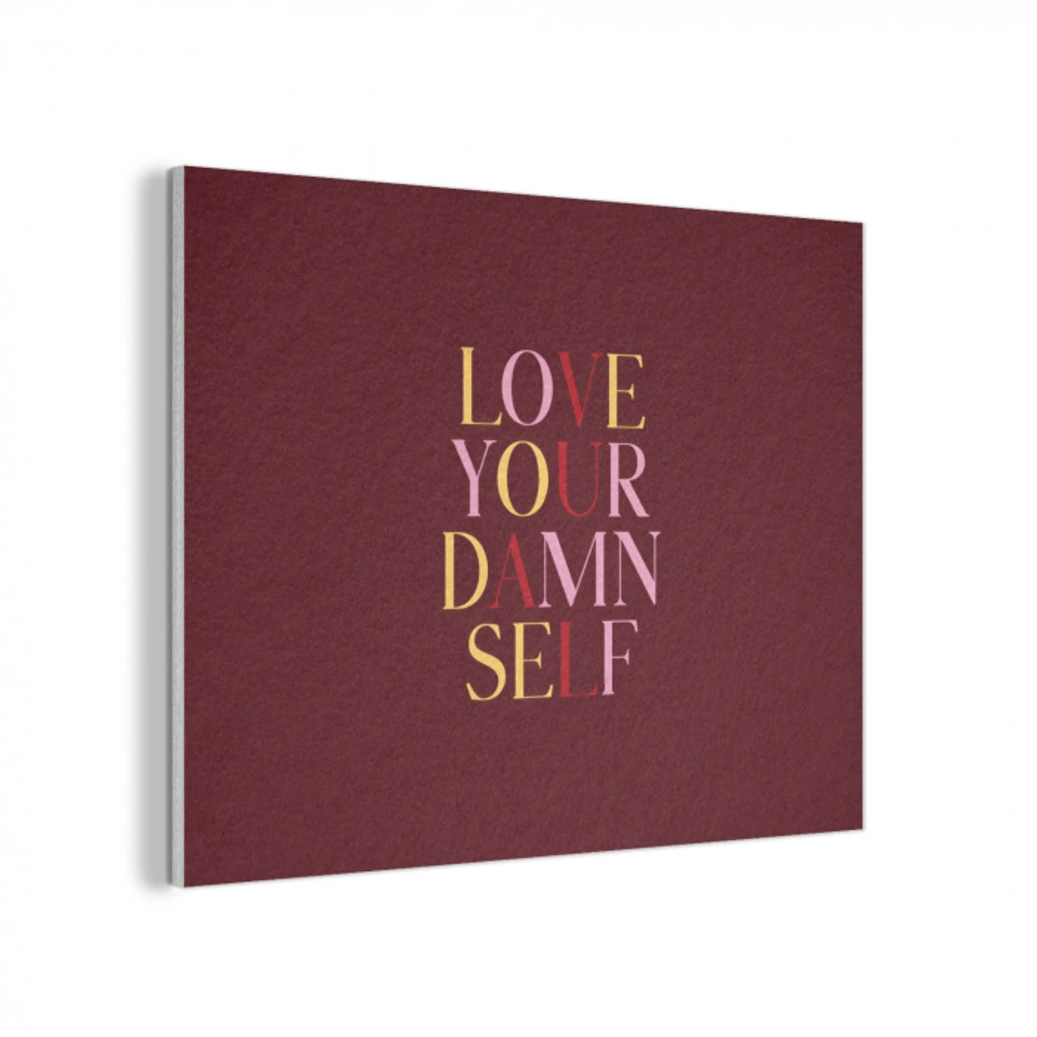 Love your damn self - Kleurrijk - Bordeaux PET vilt klein -3d