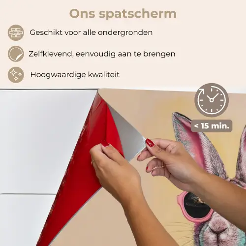 Grijs - Konijn - Blouse - Strik keuken achterwand spatscherm klein -spatscherm_NL