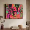 Vrouw - Microfoon - Neon Textielframe zwart klein -sfeer3
