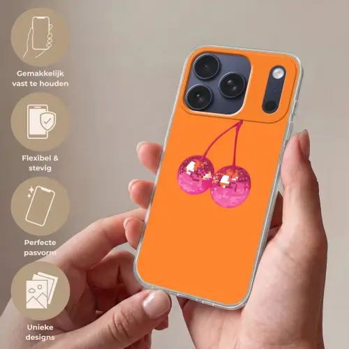Discoballen - Kers - Spiegels - Roze Telefoonhoesje iPhone 17 Pro klein -sfeer3_NL