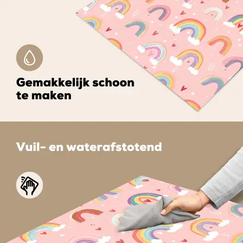 Regenboog - Patroon - Pastel - Handgetekend Inductie beschemer met haakjes middel -ky-schoon-nl