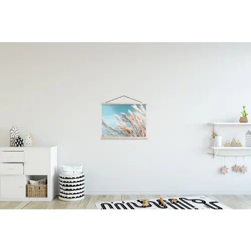 Siergras - Wind - Lichtbruin textielposter latten blank klein -kinderkamer