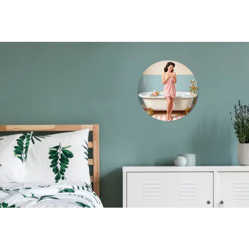 Badkamer - Vrouw - Roze Wandcirkel aluminium klein -slaapkamer