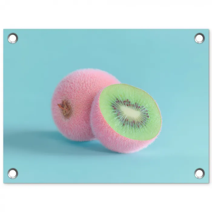 Kiwi - Blauw - Surrealistisch tuinposter los doek klein -3d