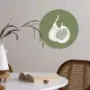 Vijgen - Minimalistisch - Getekend - Mosgroen Wandcirkel behangsticker klein -sfeer3
