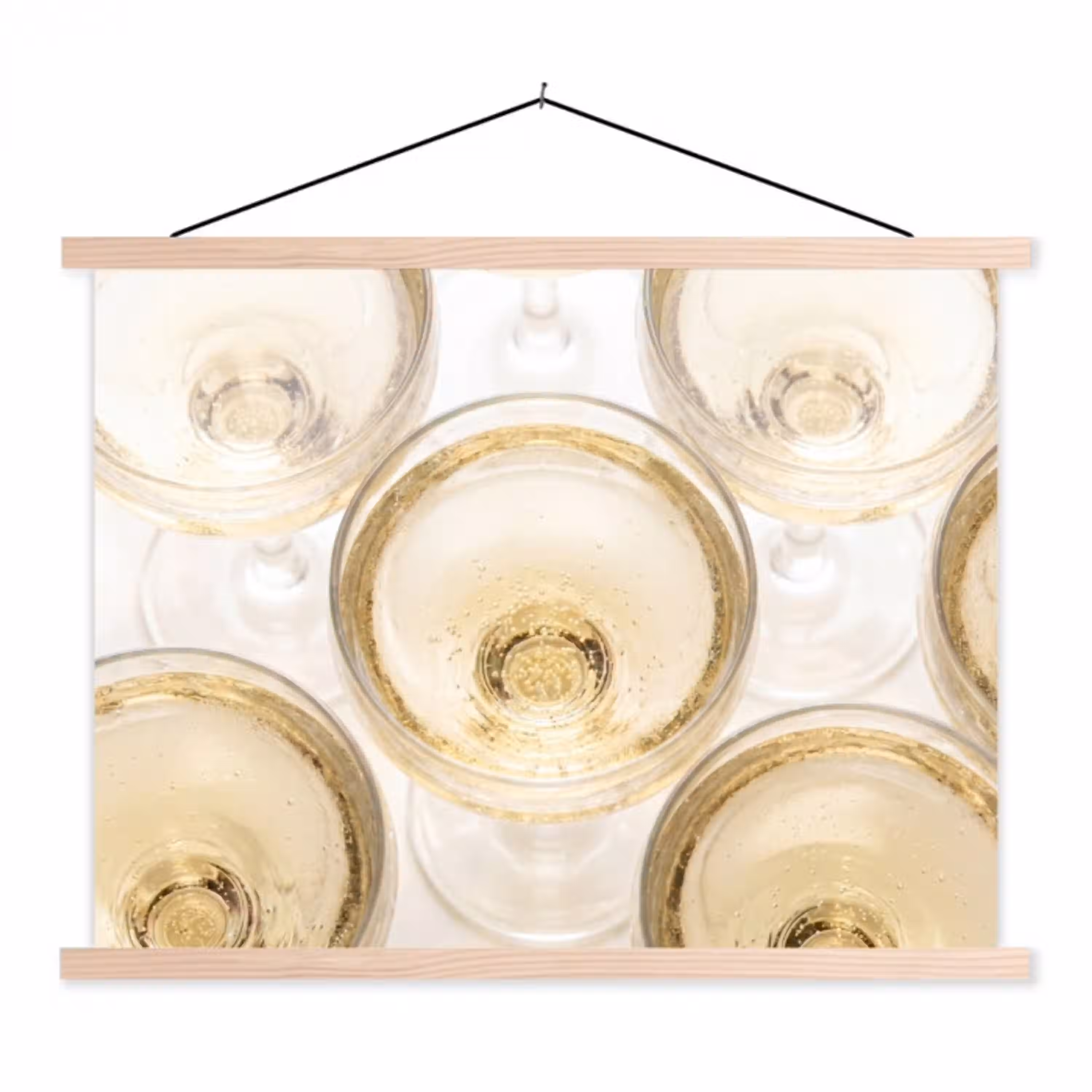 Drank - Glazen - Feest - Goud textielposter latten blank klein -3d