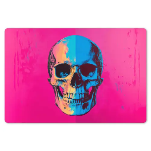 Neon - Blauw - Pop-art - Schedel Placemat vinyl groot -zzsfeer1_Kitchenyeah-website