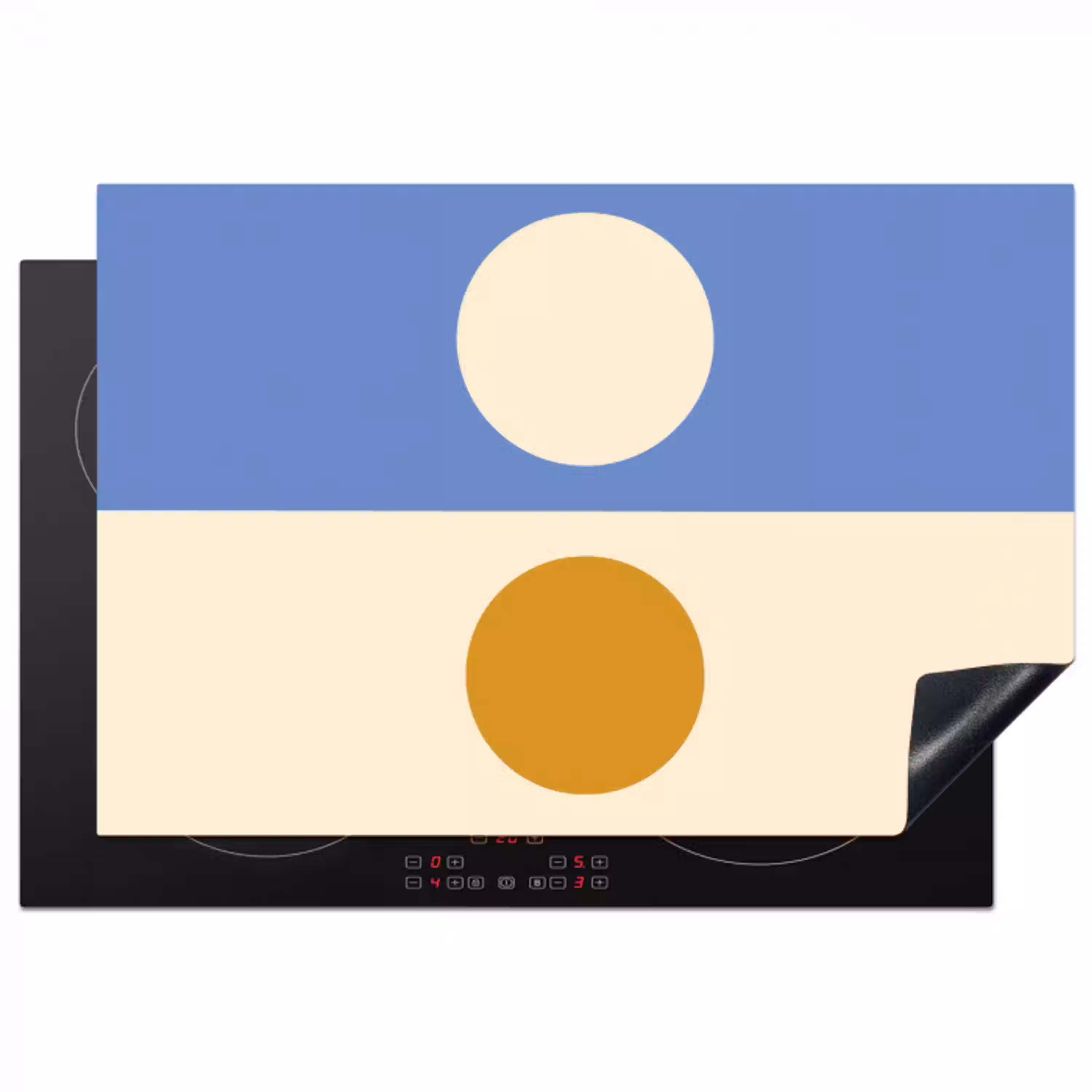 Cirkels - Symmetrisch - Wit - Blauw- Geel Inductie beschermer vinyl 3mm klein -3d