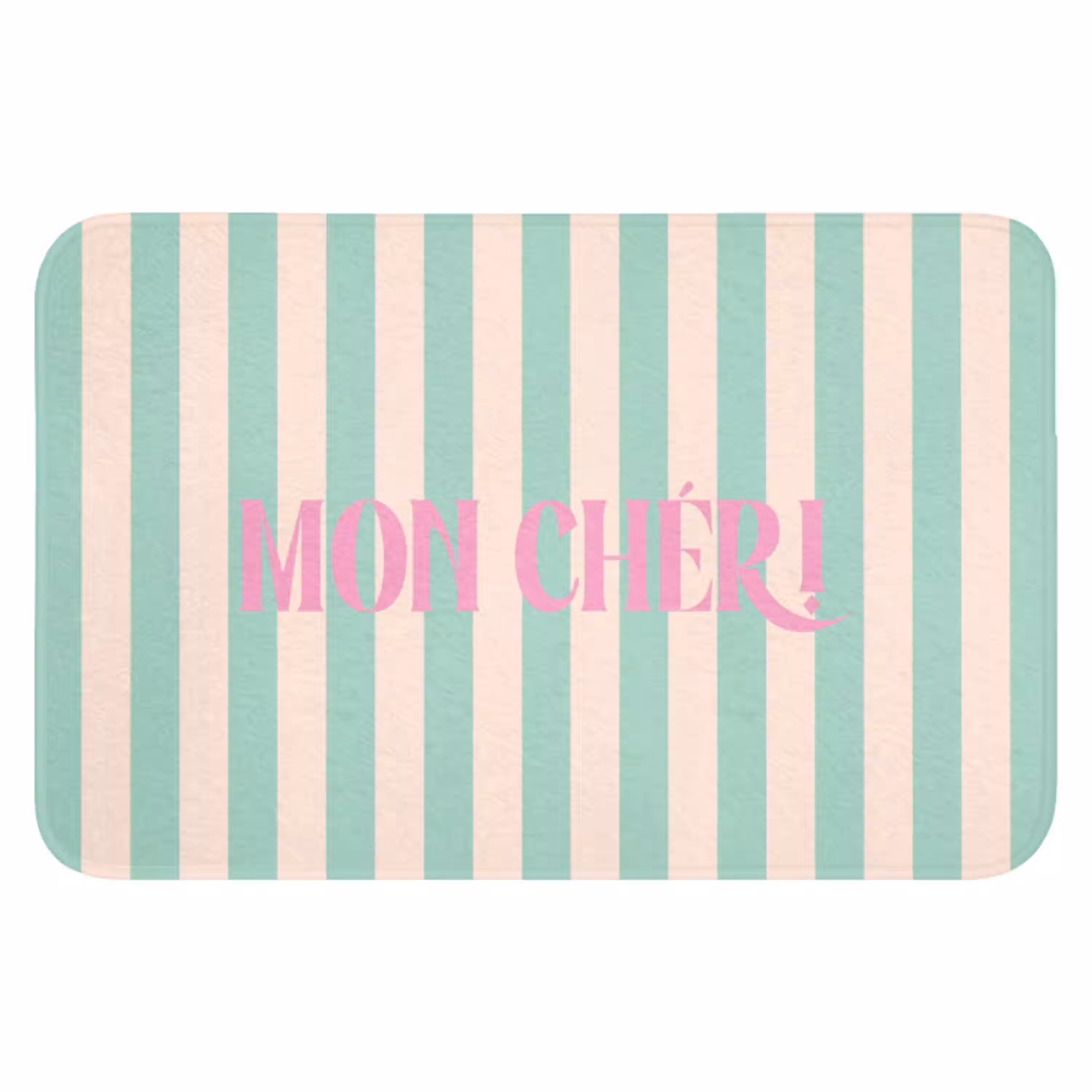 Roze - Groen - Strepen - Mon chéri WCmat klein -3d