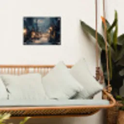 Winterdorp - Sneeuw - Donker tuinposter los doek klein -sfeer7