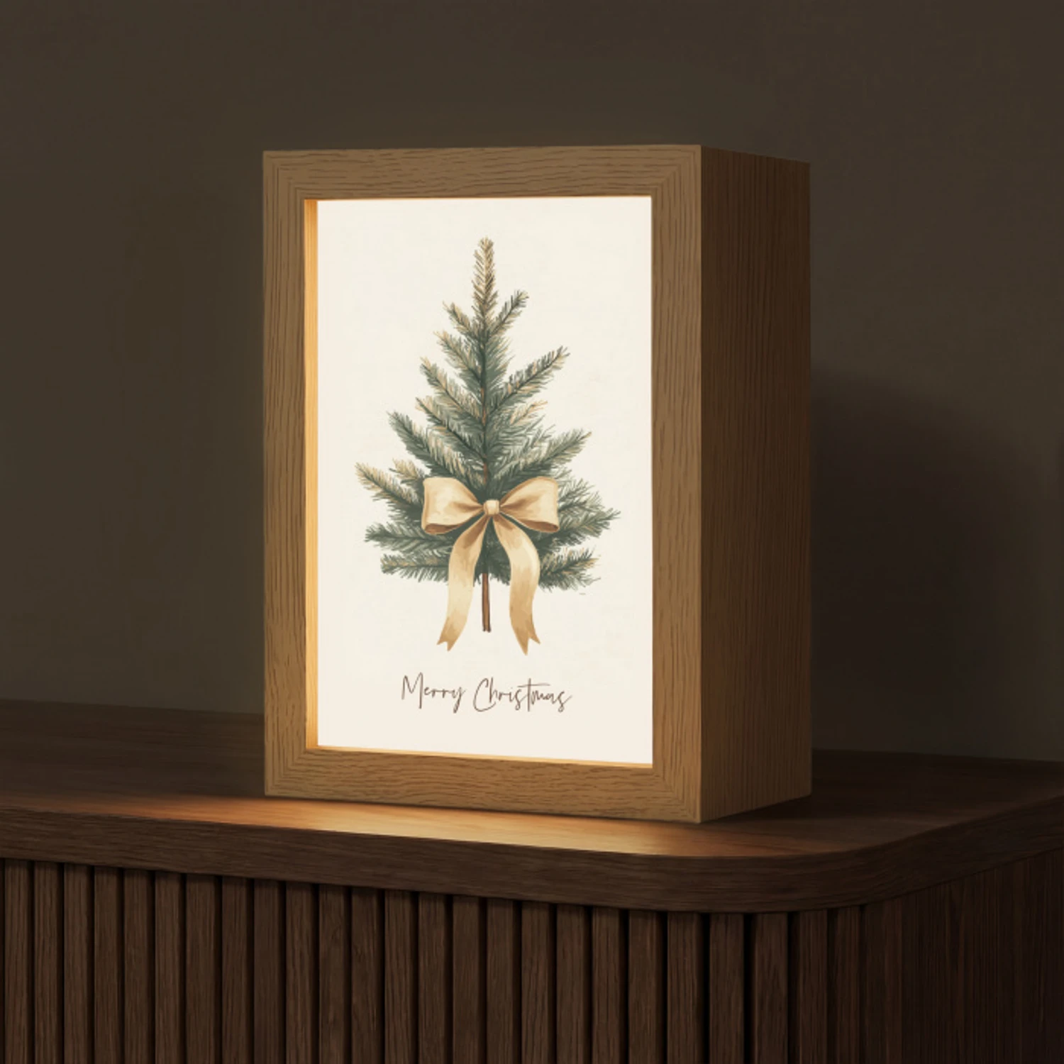 Kerstboom - Kerst - Merry Christmas - Beige Light Box met kabel (Tafellamp) klein -z3d_website