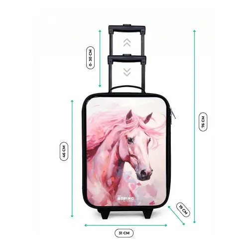 Paard in roze pastelkleuren Kinderkoffer - Zwart klein -productfoto_formaten