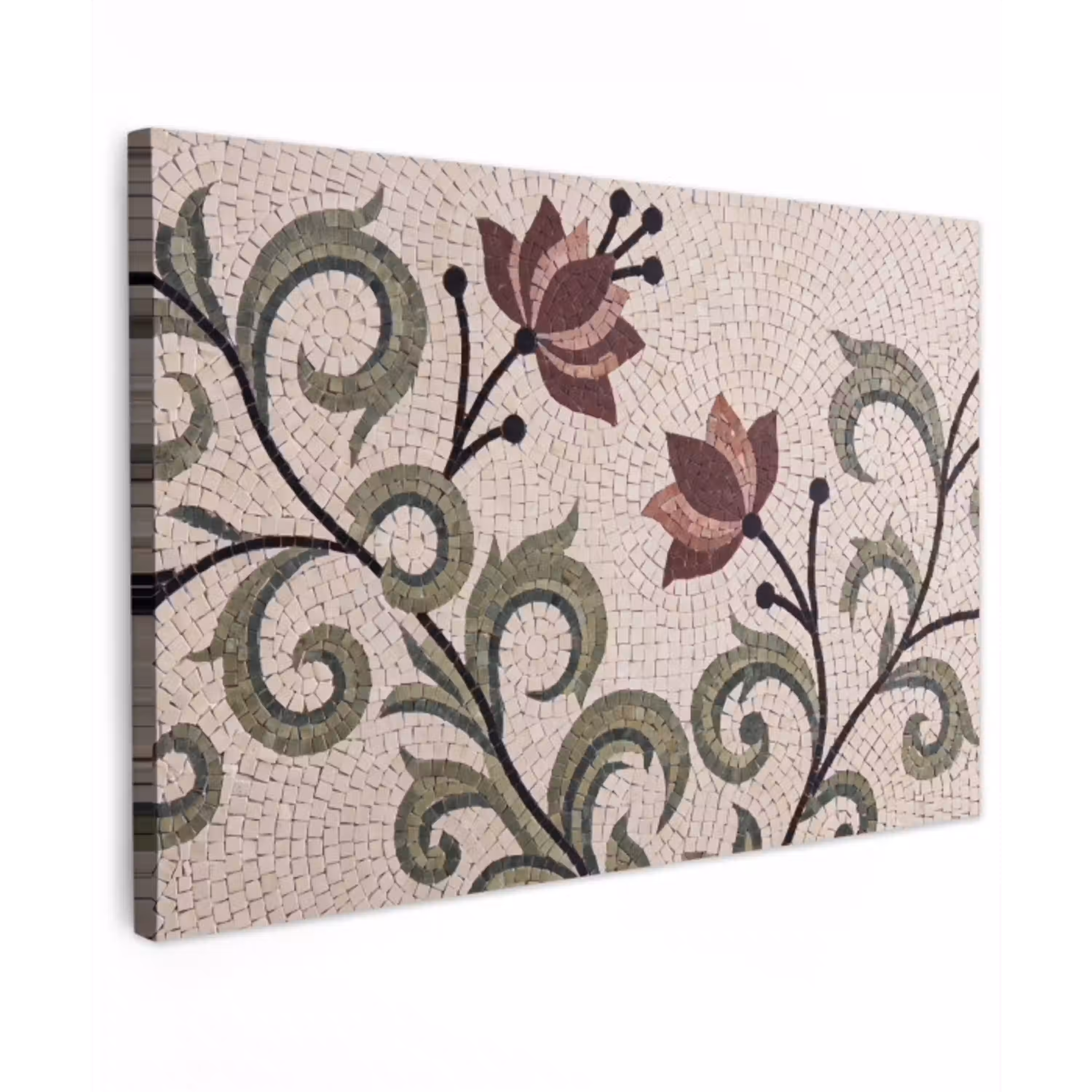 Bloemen - Mozaïek - Patroon - Abstract - Groen Tuinposter op houten frame 2 cm dik klein -3d