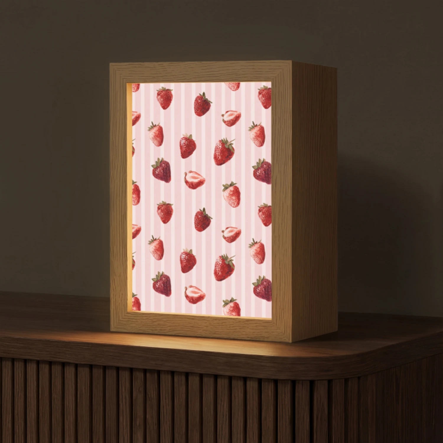 Strepen - Aardbei - Roze Light Box met kabel (Tafellamp) klein 925 -z3d_website