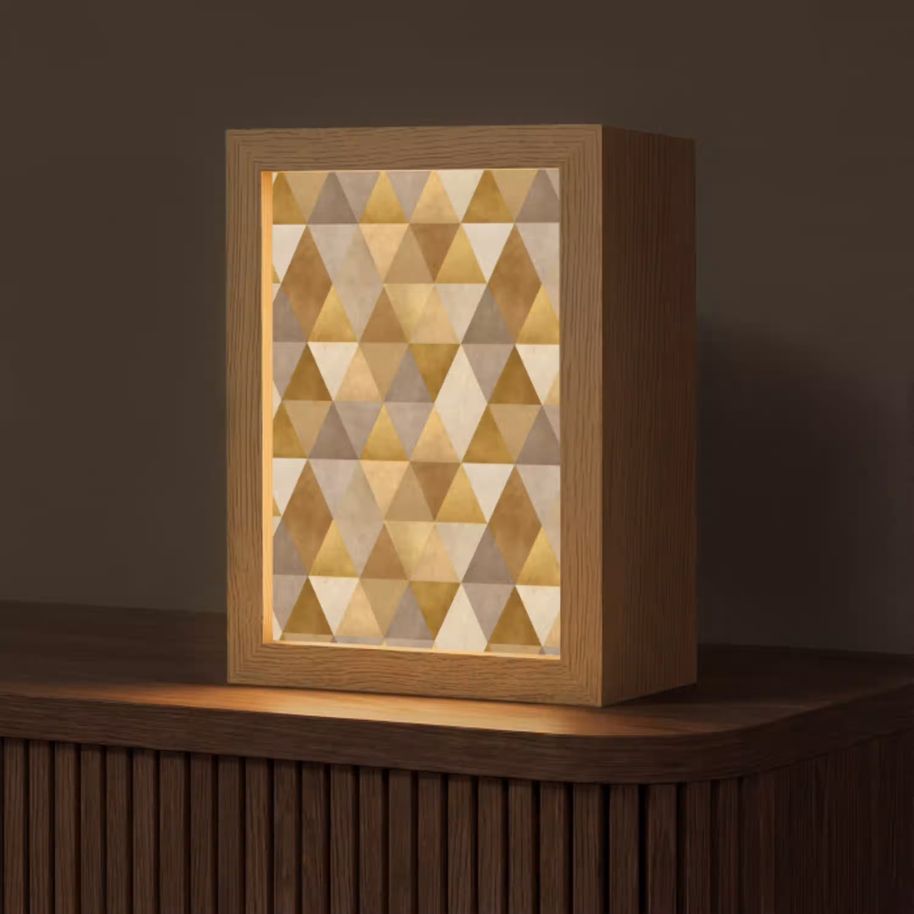 Geometrisch - Driehoek - Goud Light Box met kabel (Tafellamp) klein 925 -z3d_website