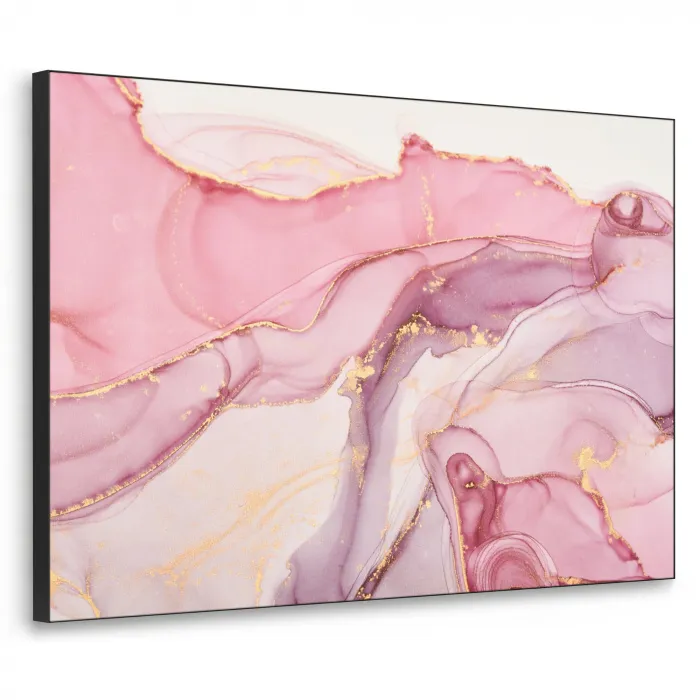 Goud - Marmer - Roze Textielframe - compleet frame klein -3d