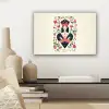 Speelkaart - Hartenkoningin - Bloemen - Hartjes canvas 2cm klein -sfeer6