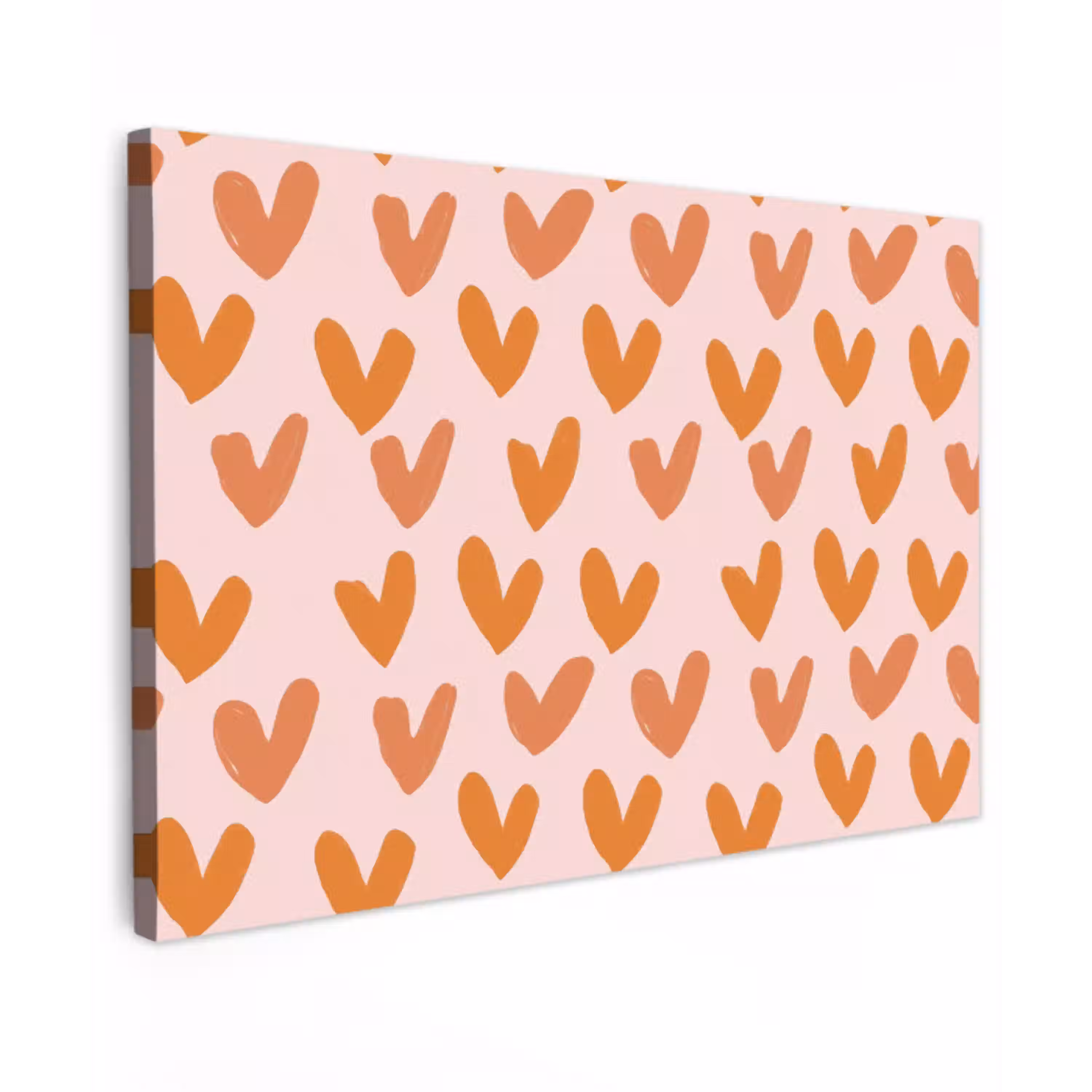 Hartjes - Getekend - Oranje Tuinposter op houten frame 2 cm dik klein 845 -3d