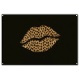 lip - Zwart - Panterprint tuinposter los doek groot -3d