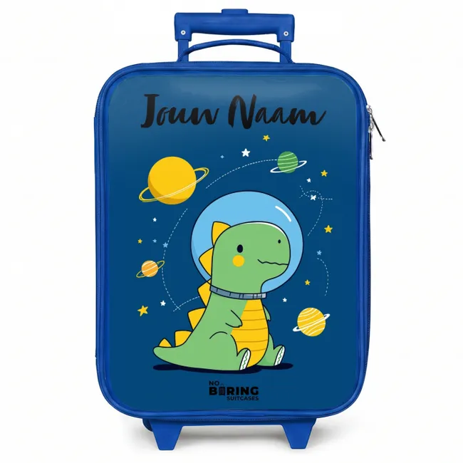 Kinderkoffer blauw met naam - Dino - Planeet - Ster - Blauw